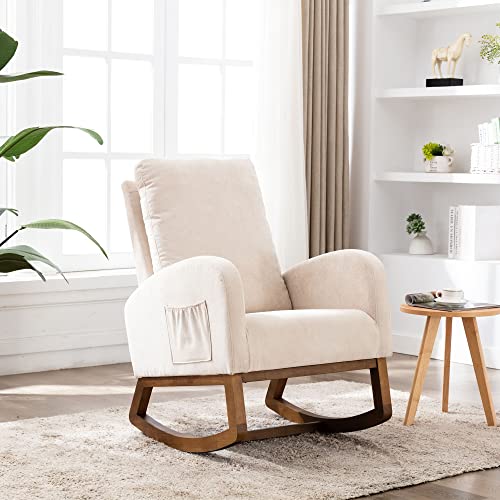 NNJN Wohnzimmer Bequemer Schaukelstuhl Wohnzimmerstuhl (Beige) von NNJN