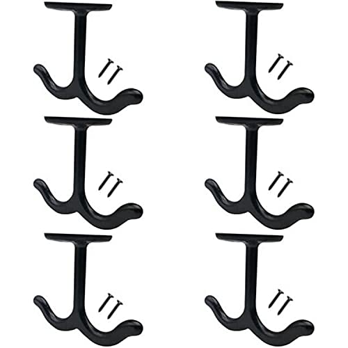 Tiaidi NNNJunhua Zinklegierung Decken-Doppelhaken Schrank Kleiderschrank Mantel Handtuch Hut Haken unter Schrank Regal 6 Stück (schwarz) von NNNJunhua