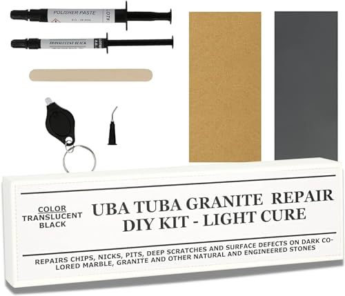UBA Tuba Fliesenreparaturset Granit & dunkle Naturstein Reparatur-Set I Fliesen ausbessern & Arbeitsplatten mit Leichtigkeit in Minuten wiederherstellen | Für Quarz, Korian, Acryl, Fiberglas von NNREPAIR