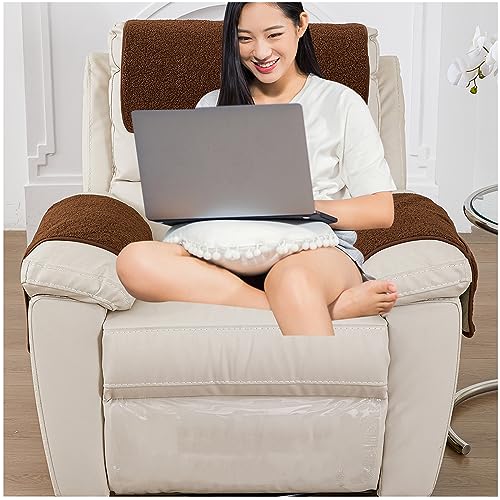 NNSMUN Armlehnenschoner, Sofa Armlehne Kopfstützenbezug Für Sessel mit Taschen rutschfest Sesselschoner für Fernsehsessel Abnehmbarer Waschbar Ruhesessel Bezug (Kaffee,2 Sitzer (4 StüCk)) von NNSMUN