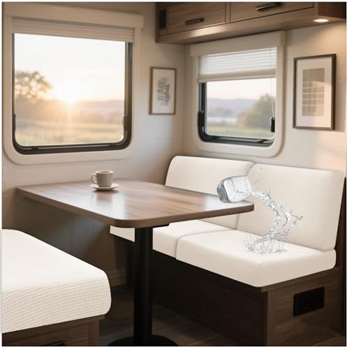 NNSMUN Bezüge Für Wohnwagenpolster Jacquard, rutschfeste Wohnmobil Sitzpolster Bezug Mit 2 Cord Wasserdichtes, Sofa Sitzkissenbezug Für Schonbezug Wohnwagen Polster (Beige,L 130-150cm,W 65-95cm) von NNSMUN