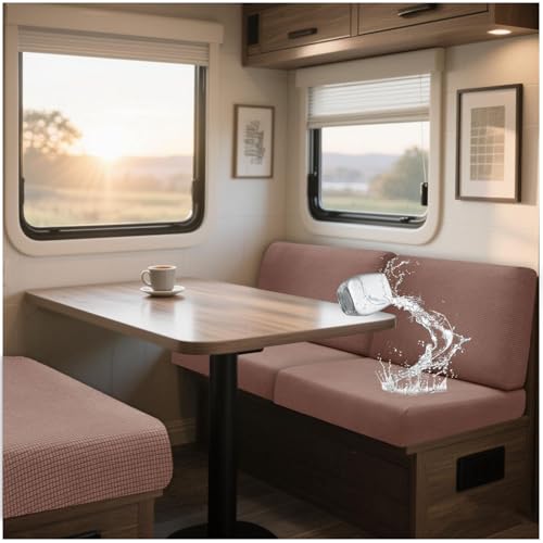 NNSMUN Bezüge Für Wohnwagenpolster Jacquard, rutschfeste Wohnmobil Sitzpolster Bezug Mit 2 Cord Wasserdichtes, Sofa Sitzkissenbezug Für Schonbezug Wohnwagen Polster (Coffee,L 150-190cm,W 65-95cm) von NNSMUN