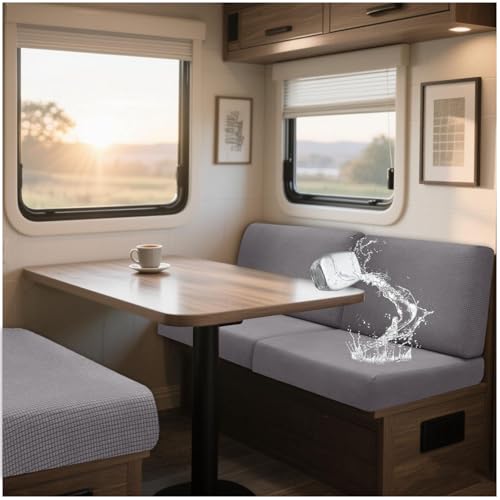 NNSMUN Bezüge Für Wohnwagenpolster Jacquard, rutschfeste Wohnmobil Sitzpolster Bezug Mit 2 Cord Wasserdichtes, Sofa Sitzkissenbezug Für Schonbezug Wohnwagen Polster (Gray,L 65-95cm,W 65-95cm) von NNSMUN
