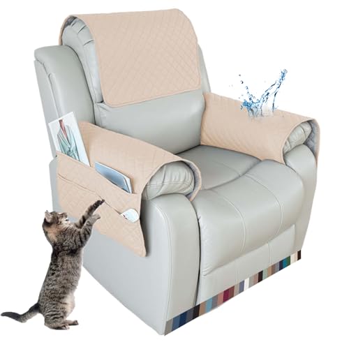 NNSMUN Sesselschoner Sesselauflage Sesselbezug rutschfest Armlehnenschoner Fernsehsessel Bezug Relaxsessel BezüG mit Armlehnen und Taschen (Aprikose,1 Sitzer (3 PCS)) von NNSMUN