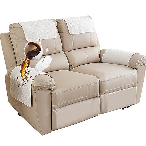 NNSMUN Sesselschoner für Relaxsessel mit Armlehnen, Wasserdicht Sesselauflage rutschfest Armlehnenschoner, Möbelschutz für Sofa, Stuhl (Beige,2-Sitzer (4 Stück)) von NNSMUN