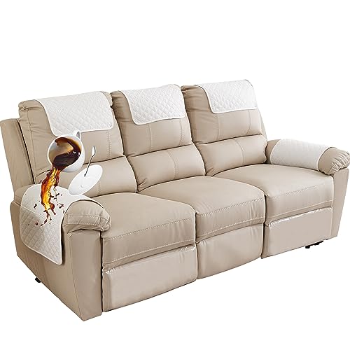 NNSMUN Sesselschoner für Relaxsessel mit Armlehnen, Wasserdicht Sesselauflage rutschfest Armlehnenschoner, Möbelschutz für Sofa, Stuhl (Beige,3-Sitzer (5 Stück)) von NNSMUN