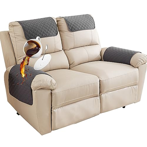 NNSMUN Sesselschoner für Relaxsessel mit Armlehnen, Wasserdicht Sesselauflage rutschfest Armlehnenschoner, Möbelschutz für Sofa, Stuhl (Dunkelgrau,2-Sitzer (4 Stück)) von NNSMUN