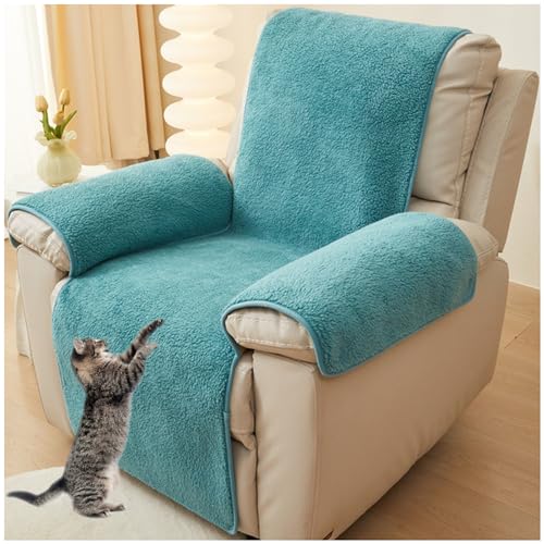 NNSMUN Sofa Armlehnenbezüge, Sesselschoner Sesselauflage, Fernsehsessel Schutzbezug Anti-Rutsch, Headrest Protectors for Recliners für Zuhause mit Kindern und Haustieren Hund (Blauer See,56X207cm) von NNSMUN