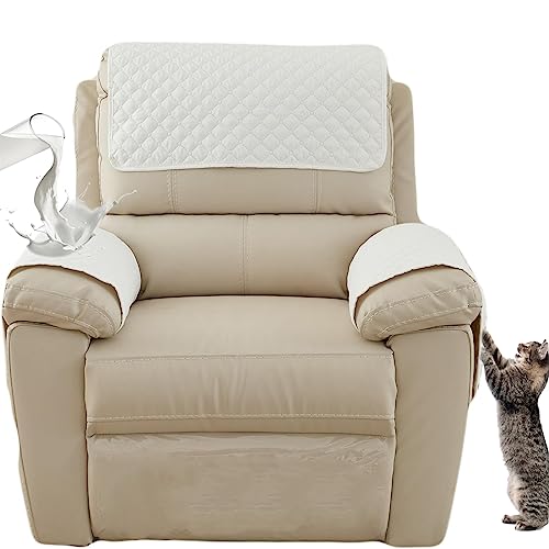 NNSMUN Sofa-Armlehnenbezug, 3 Stück Armlehnenschoner, Gesteppte Kopfstütze Abdeckung Elastische Armlehnenbezüge mit Seitentasche Möbelschutz rutschfest Armkappen (Beige,3-Sitzer (5 Stück)) von NNSMUN