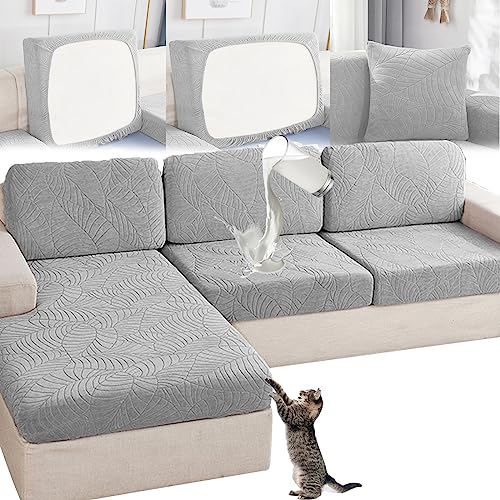 NNSMUN Sofa Sitzkissenbezug, rutschfest Sofa überzug 1/2/3 Sitzer, Jacquard Sofahusse Stretch Couchbezug, Sofasitzbezug überzug für Sofa L Form Ecksofa Sofa Sitzkissen (Hellgrau,1 Sitzer) von NNSMUN