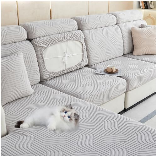 NNSMUN Sofa Überzug Sofaschoner Sofabezug 1 2 3 4 Sitzer, Sofa Bezug Stretch Sofa Cover Überwurf Universal Couch überzug, Ecksofa für L Form Couchbezug (Hellgrau,Rückenlehnenbezug) von NNSMUN