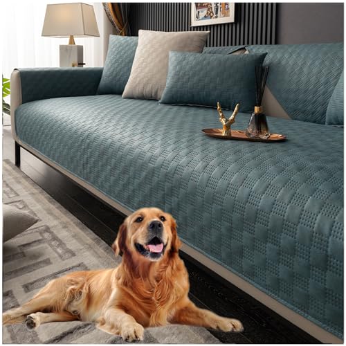 NNSMUN Sofabezug 1 2 3 4 Sitzer, 100% Wasserdicht Sofadecken Für Sitzfläche, Ecksofa Sofa überzug, Sofaschoner rutschfest, Couch Überzug L Form Sofaüberwürfe, Sofaschutz Katze Hund (Green,90x240cm) von NNSMUN