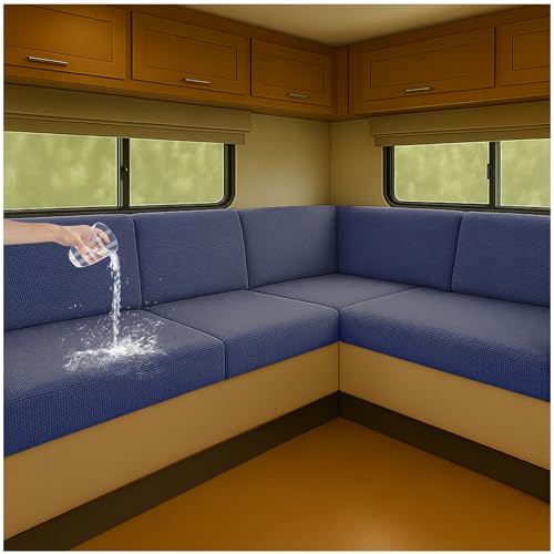 NNSMUN Stretch Bezüge für Wohnwagenpolster wasserdichte rutschfeste Sitzbezüge mit Kordelzug, Elastische Sofa Sitzkissenbezüge für Wohnmobil, Caravan, Innenbereich (Marineblau,L 160-190cm,W 40-65cm) NNSMUN Stretch Bezüge für Wohnwagenpolster wasserdichte rutschfeste Sitzbezüge mit Kordelzug, Elastische Sofa Sitzkissenbezüge für Wohnmobil, Caravan, Innenbereich (Marineblau,L 160-190cm,W 40-65cm) von NNSMUN