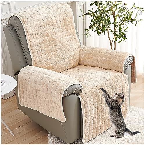 Sofa Armlehnenbezüge, Sesselschoner Sesselauflage, Fernsehsessel Schutzbezug Anti-Rutsch, Relaxsessel Bezüg Sesselüberzug für Zuhause mit Kindern und Haustieren Hund (Beige,2 Sitz (116*190cm)) von NNSMUN