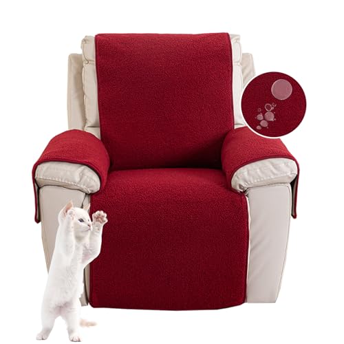 Sofa Armlehnenbezüge, Sesselschoner Sesselauflage, Fernsehsessel Schutzbezug Anti-Rutsch, Relaxsessel Bezüg Sesselüberzug für Zuhause mit Kindern und Haustieren Hund (Rot,M(22"*82")56*207CM) von NNSMUN