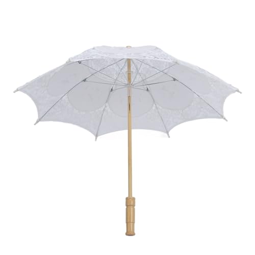 Spitze Sonnenschirm Regenschirm Hochzeit Braut Spitze Regenschirm Dekorative Stickerei Blumen Regenschirm für Fotografie Prop Party(Weiß) von NNXHWY