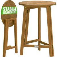 CASARIA® Stehtisch Hartholz Akazie Klappbar 110cm Hoch Ø80 cm Rund Rustikal Indoor Outdoor Bistrotisch Biertisch Gartentisch Klapptisch Partytisch von Casaria