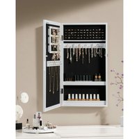 Songmics - Schmuckschrank, Spiegelschrank, Hängeschrank, abschließbarer Wandschrank, platzsparender Schmuckorganizer, weiß JBC51W - Weiß von SONGMICS