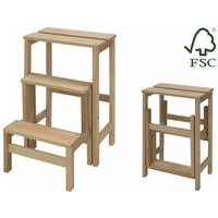 Haushaltsliniehocker 3 Rampenlichtstufen in massivem Holz H57 cm Duplo Alberiamo von NO BRAND
