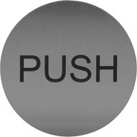 Hinweisschild Push Schild ø 60mm selbstklebende Beschilderung Türschild, Kunststoff Edelstahl-Effekt von NO BRAND