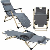 Amanka - Liegestuhl Campingliege 178 cm Sonnenliege Gartenliege Liege Strandliege Stuhl - grau von Amanka