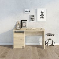 No Brand - Dmora Linearer Schreibtisch mit drei Schubladen, Eichenfarbe, Maße 120 x 72 x 48 cm von NO BRAND