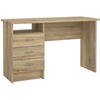 No Brand - Dmora Linearer Schreibtisch mit drei Schubladen, Eichenfarbe, Maße 120 x 72 x 48 cm von NO BRAND