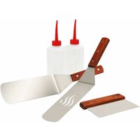 5-teiliges Edelstahl Grill Plancha Zubehör Set Teppanyaki Werkzeug - Bbq-toro von BBQ-TORO