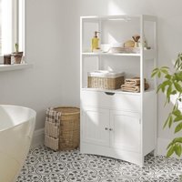 Vasagle Badschrank, vielseitig einsetzbares Badregal mit 4 Etagen, Badezimmerschrank aus Holz, weiß, 60 x 122 x 32,5 cm (b x h x t) BBC64WT von von SONGMICS