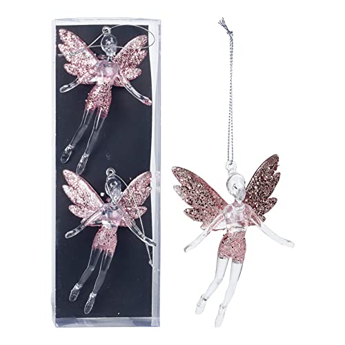 Set of 2 Universal Hanging Decoration Angel Bright Pink 8 x 3 x 13 cm von NO DISPONIBLE