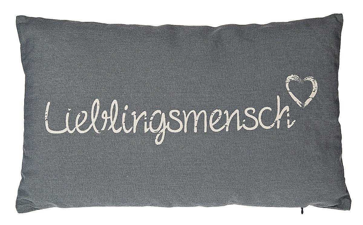 NO NAME Dekokissen Zierpolster Lieblingsmensch mit Herzsymbol und Zipp, grau, B 50 cm, 1 Stück, Kissenhülle mit Füllung von NO NAME