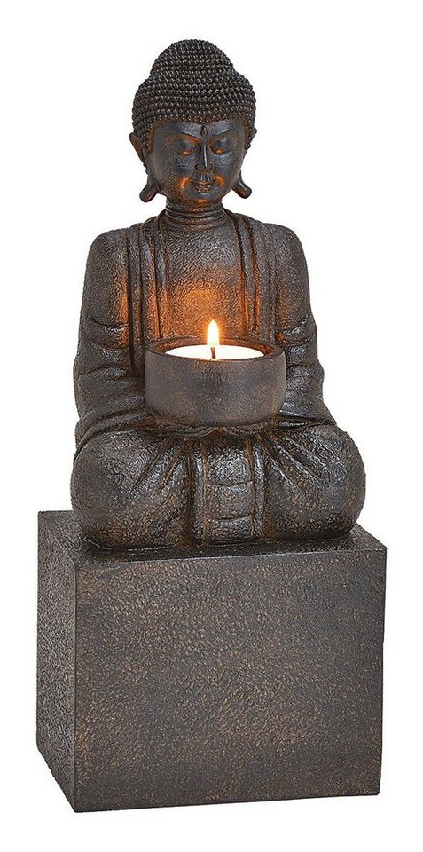 NO NAME Teelichthalter Buddhafigur, Teelichthalter auf Sockel, Statue, Kerzenständer von NO NAME