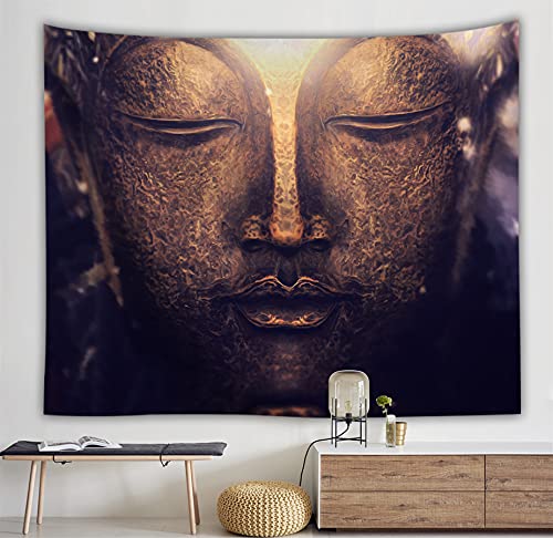 NOADREAM Buddha Kopf Statue Wandteppiche Zen-Meditation Wandbehang Mit Kunst Natur Home Dekorationen Für Wohnzimmer Schlafzimmer Wohnheim Dekor Psychedelische Hintergrundwand (A,51x60in-130x150cm) von NOADREAM