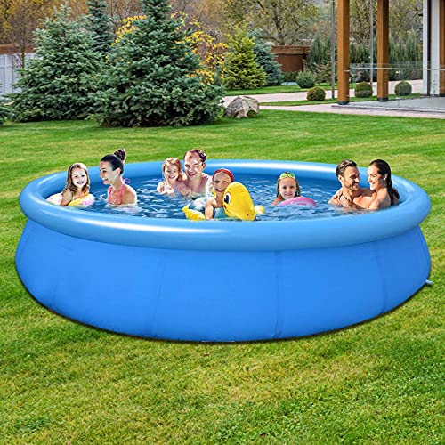 Aufblasbarer Pool für Kinder und Erwachsene, runder oberirdischer PVC-Schwimmpool, großer, abriebfester Aufblaspool für den Hinterhof-A 240 x 76 cm von NOALED