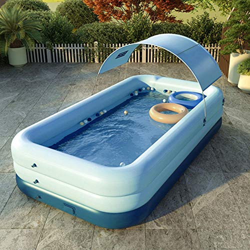 Vollautomatisches Schwimmbecken, kabelloses selbstaufblasendes Kinderbecken, Lazy Pool mit Sonnenschutz-Planschbecken-Pink_3,18 m 3 Etagen ( von NOALED