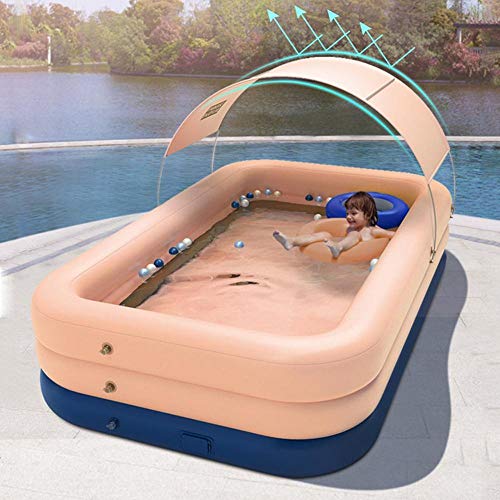 Vollautomatisches Schwimmbecken, kabelloses selbstaufblasendes Kinderbecken, Schwimmbecken mit Sonnenschutz-Pink_3,18 m 3 Etagen (Blau 3,18 von NOALED