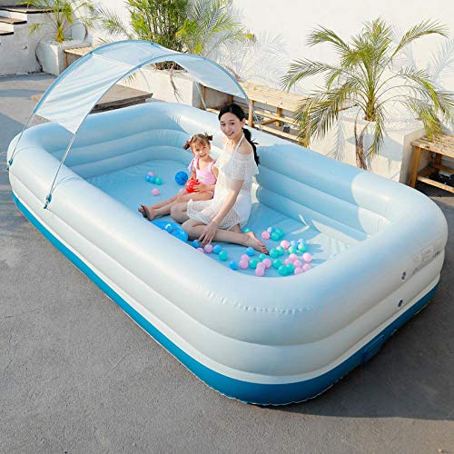 Vollautomatisches Schwimmbecken, kabelloses selbstaufblasendes Kinderbecken, Schwimmbecken mit Sonnenschutz-Pink_3,18 m 3 Etagen (Blau 3,18 von NOALED