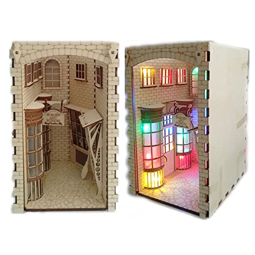 Wooden Diagon Alley Book Nook Kit Bookend Stand Bookshelf Insert DIY Decor Model Building Kit Accessories Luxury Decorative Books Ornaments Best von NOALED