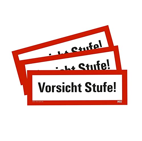 3 Stück – Aufkleber Warnung „Vorsicht Stufe!“ Hinweis Sturzgefahr Schild Folie ähnl. DIN 4066 | 21x7,4cm Made in Germany von MBS-SIGNS