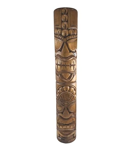 Artisanal handwerkliche Totem Tiki XXL 100 cm aus massivem Holz geschnitzt. Dekoration Hawai. von Coco Papaya