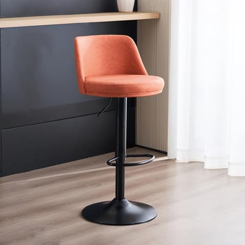 NOBBAT Barhocker, Hochelastischer Schwamm, 41,5cm Verbreitertes Chassis, PU-Leder, Küchenhocker Mit Fußstütze, Thekenstuhl Mit Metallrahmen, Für Bar, Kücheninsel, Bistro(Orange) von NOBBAT