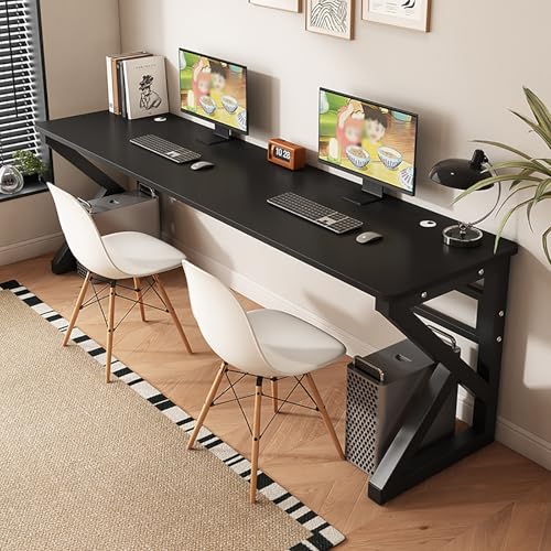 NOBBAT Computertisch, Doppelschreibtisch, Schreibtisch, 100/120/140/160x60x75cm, Abgerundete Tischecken, Tischplattenstärke 2,5cm, Tragkraft 150kg, Für Das Homeoffice(Black+Black Frame,120cm) von NOBBAT