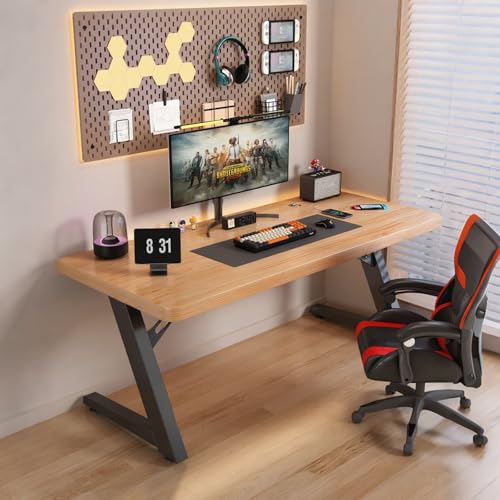 NOBBAT Computertisch, Gaming-Schreibtisch, Schreibtisch, Tragkraft 300kg, Tischplattenstärke 25mm, Monitorarm Montierbar, Kratzfest, Hitzebeständig, Feuchtigkeitsbeständig(Original Wood+Black Frame,16 NOBBAT Computertisch, Gaming-Schreibtisch, Schreibtisch, Tragkraft 300kg, Tischplattenstärke 25mm, Monitorarm Montierbar, Kratzfest, Hitzebeständig, Feuchtigkeitsbeständig(Original Wood+Black Frame,16 von NOBBAT