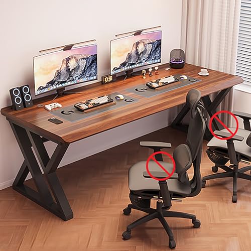 NOBBAT Computertisch Gaming-Tisch Tischplattenstärke 3cm Tragkraft 200kg Erhältlich Mit Weißen Und Schwarzen Beingestellen Einfacher Aufbau Für Homeoffice Arbeitszimmer Und Gaming(Walnut color,100x60x von NOBBAT