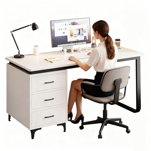 NOBBAT Computertisch mit Schrank, Gaming-Schreibtisch, Schreibtisch, Tragkraft 200 kg, platzsparend, Kabeldurchführung, für Homeoffice oder Remote-Arbeit, stilvoll(140x55x74cm) von NOBBAT