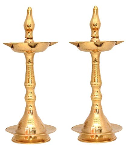 NOBILITY Messing Öllampe Diya 10 Zoll Kerala Traditionelle Samai Deepak Lampe Kutthu vilakku Panchmahal Deepam für Pooja Mandir Diwali Indische Hochzeit Rückkehr Geschenkartikel Puja Set 2 Stück NOBILITY Messing Öllampe Diya 10 Zoll Kerala Traditionelle Samai Deepak Lampe Kutthu vilakku Panchmahal Deepam für Pooja Mandir Diwali Indische Hochzeit Rückkehr Geschenkartikel Puja Set 2 Stück von NOBILITY