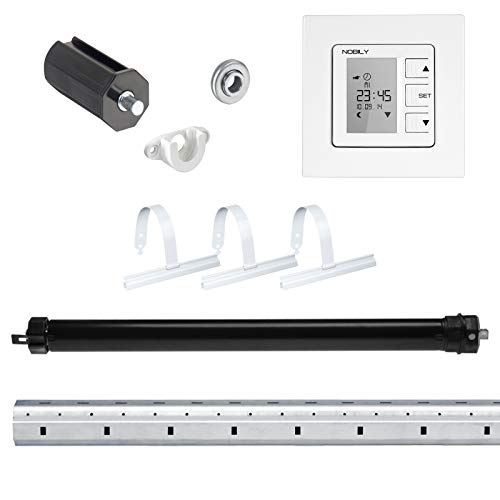 NOBILY Rolladen-Komplett-Set f. 40mm Achtkantwelle Elektronischer Mini-Rolladenmotor 13Nm + Rolladen Zeitschaltuhr ZS1 + Mechanik-Set bis zu einer Gesamtlänge von 1,0 Meter von NOBILY