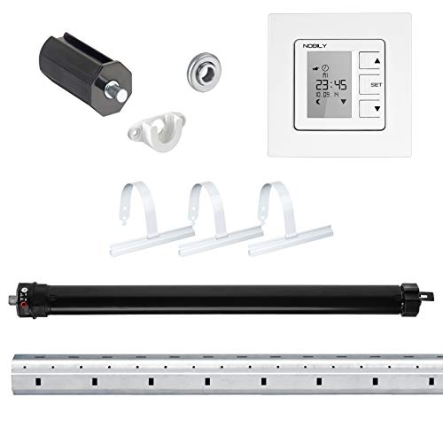 NOBILY Rolladen-Komplett-Set f. 40mm Achtkantwelle Mini-Rolladenmotor 13Nm + Rolladen Zeitschaltuhr ZS1 + Mechanik-Set bis zu einer Gesamtlänge von 1.0 Meter von NOBILY