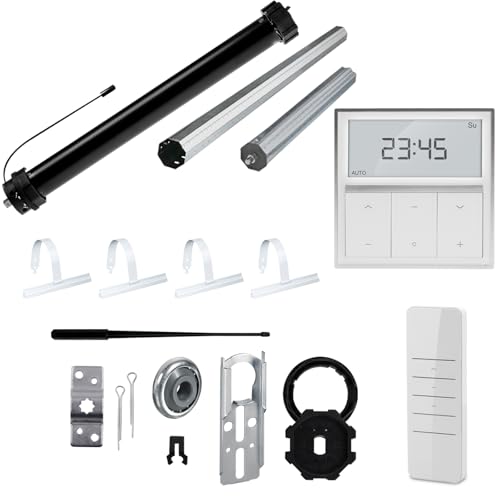 NOBILY Rolladen-Komplett-Set f. 60mm Achtkantwelle Mechanischer Funk Maxi-Rolladenmotor 20Nm + Rolladen Wandsender + Mechanik-Set, Gesamtlänge bis 1,50 Meter von NOBILY