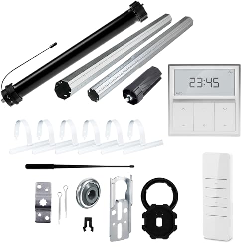 NOBILY Rolladen-Komplett-Set f. 60mm Achtkantwelle Mechanischer Funk Maxi-Rolladenmotor 20Nm + Rolladen Wandsender + Mechanik-Set, Gesamtlänge bis 2,0 Meter von NOBILY